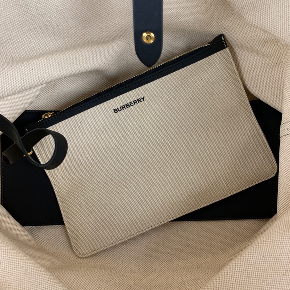 New Burberry Soft Cotton & Leather Belt Bag - Picture 7 of 8